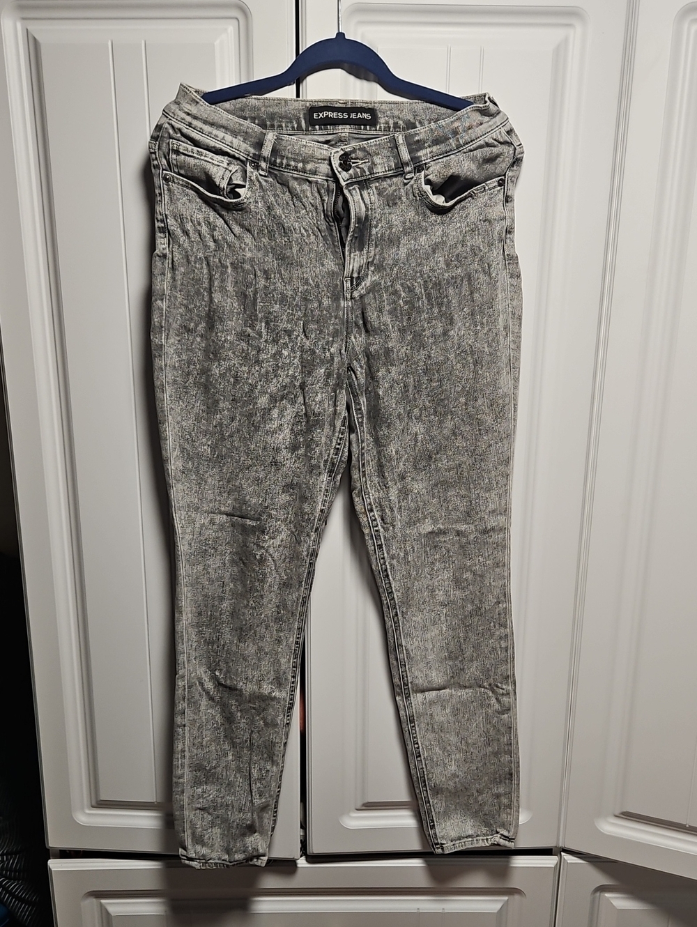 Express Skinny Jeans Leggings in Acid Wash Gray